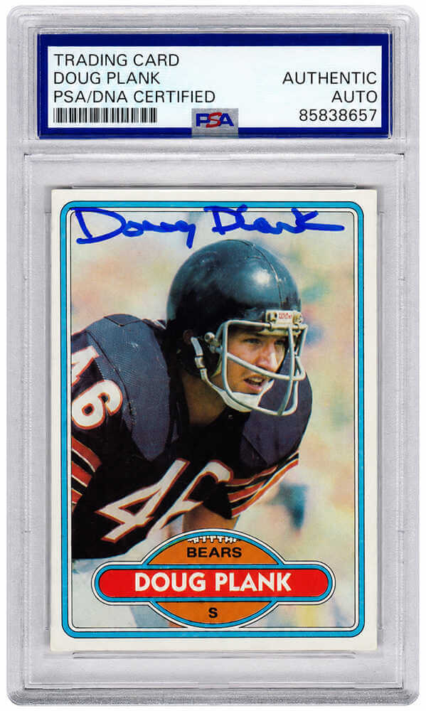 Doug Plank Autographed Chicago Bears 1980 Topps Football Card #101 - (PSA Encapsulated)-Powers Sports Memorabilia