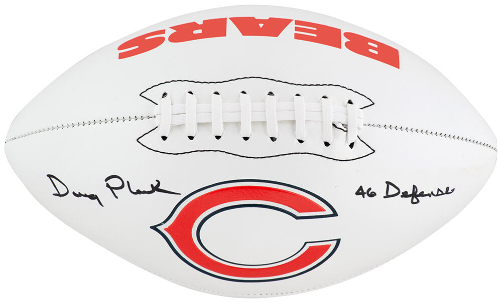 Doug Plank Autographed Chicago Bears Logo Franklin White Panel Football with 46 Defense-Powers Sports Memorabilia