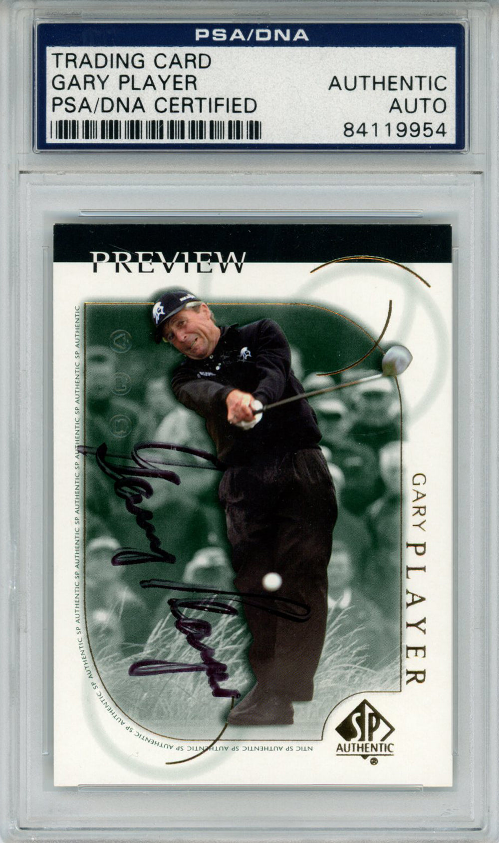 Gary Player Pga Signed Card - 2001 Upper Deck SP Preview #14 PSA Slab PSA-Powers Sports Memorabilia