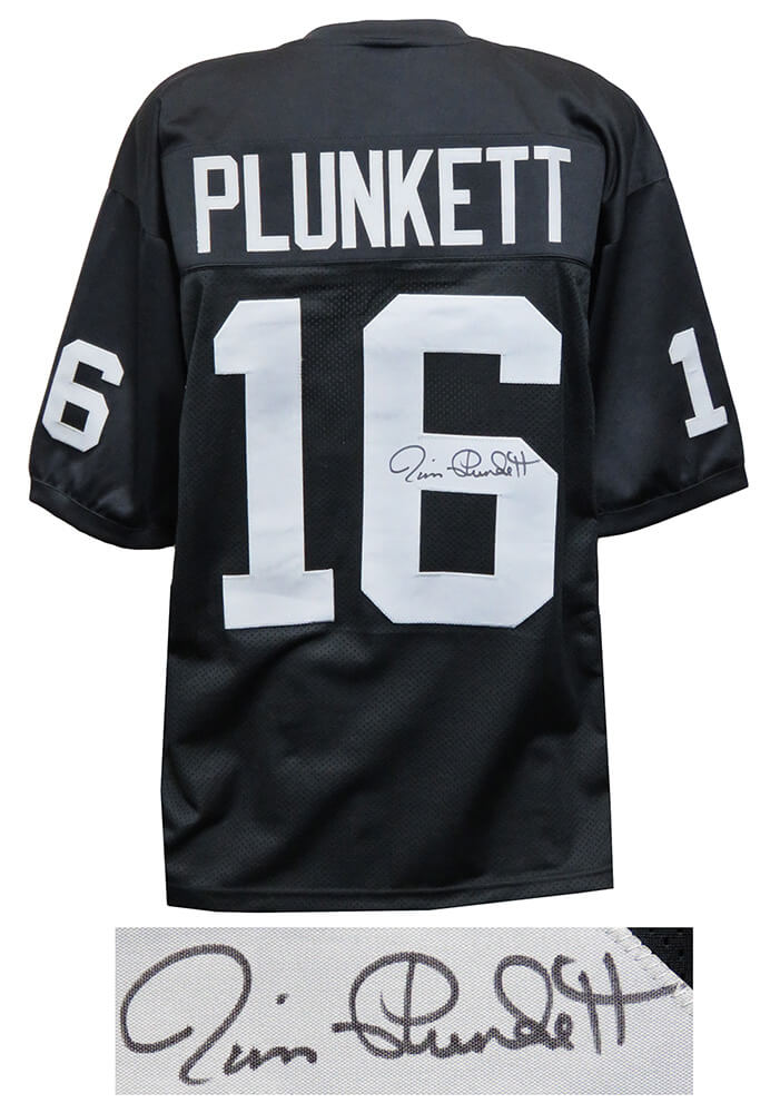 Jim Plunkett Autographed Black Custom Jersey-Powers Sports Memorabilia