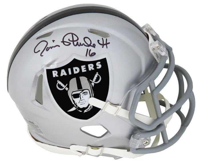 Jim Plunkett Autographed Raiders Riddell Speed Mini Helmet-Powers Sports Memorabilia