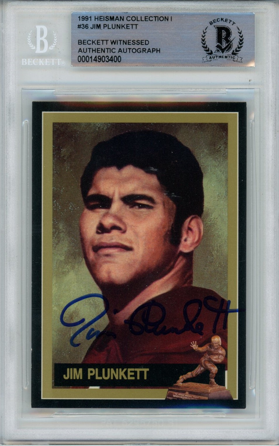 Jim Plunkett Signed Stanford Cardinal 1991 Heisman #36-Powers Sports Memorabilia