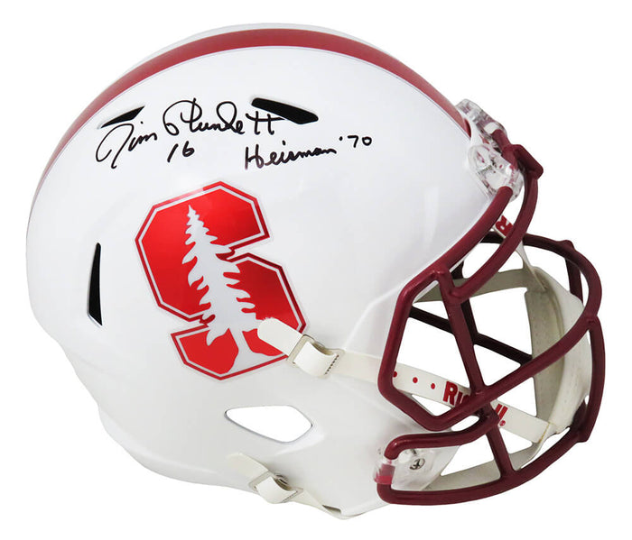Jim Plunkett Autographed Stanford Cardinals Riddell Full Size Speed Replica Helmet with Heisman'70-Powers Sports Memorabilia