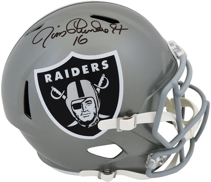 Jim Plunkett Autographed Raiders FLASH Riddell Full Size Speed Replica Helmet-Powers Sports Memorabilia