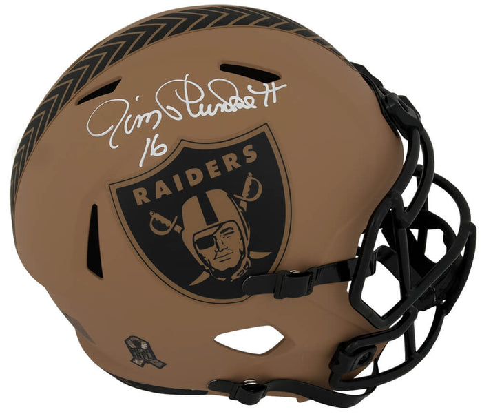 Jim Plunkett Autographed Raiders Salute to Service 2023 Riddell Full Size Speed Replica Helmet-Powers Sports Memorabilia
