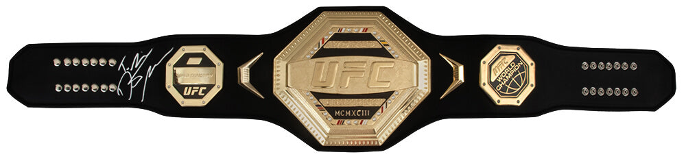 Dustin Poirier Autographed MMA Championship UFC Black Belt with The Diamond-Powers Sports Memorabilia