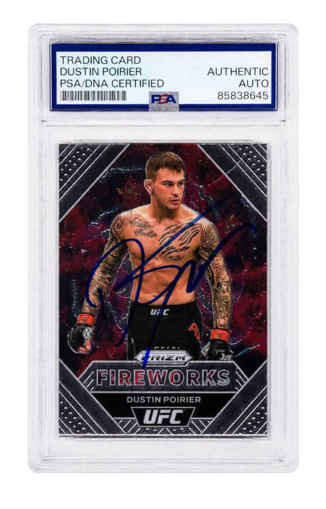 Dustin Poirier Autographed 2021 Panini Prizm UFC Fireworks Trading Card #19-Powers Sports Memorabilia