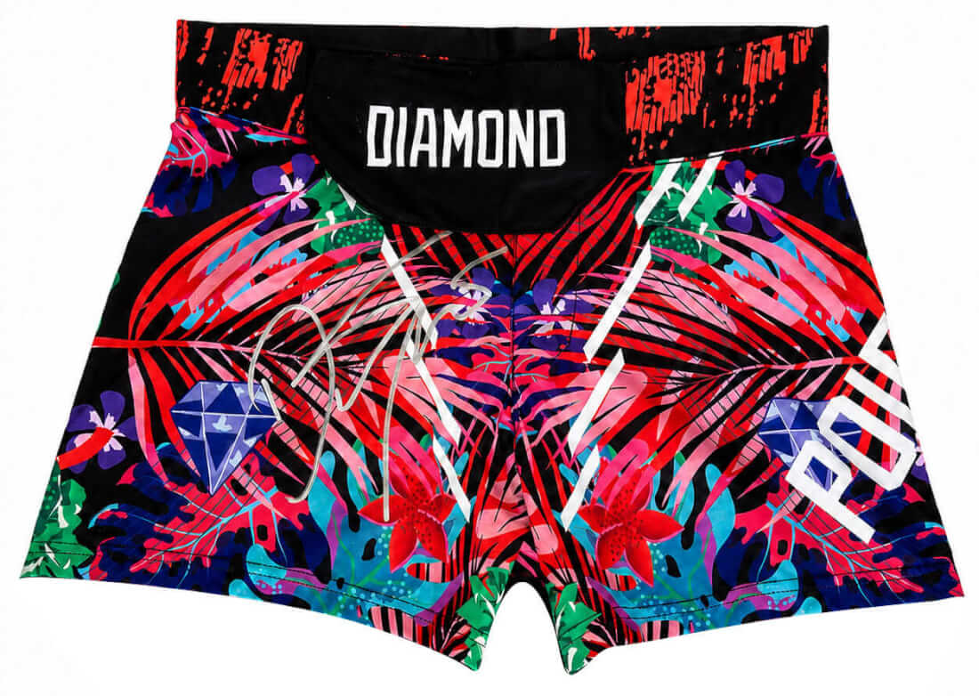 Dustin Poirier Autographed MMA Multi Color Fighting Shorts-Powers Sports Memorabilia