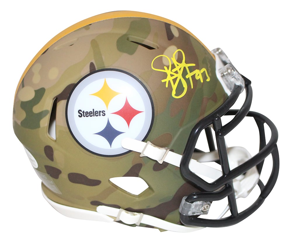 Troy Polamalu Pittsburgh Steelers Signed Mini Helmet - Camo Beckett-Powers Sports Memorabilia