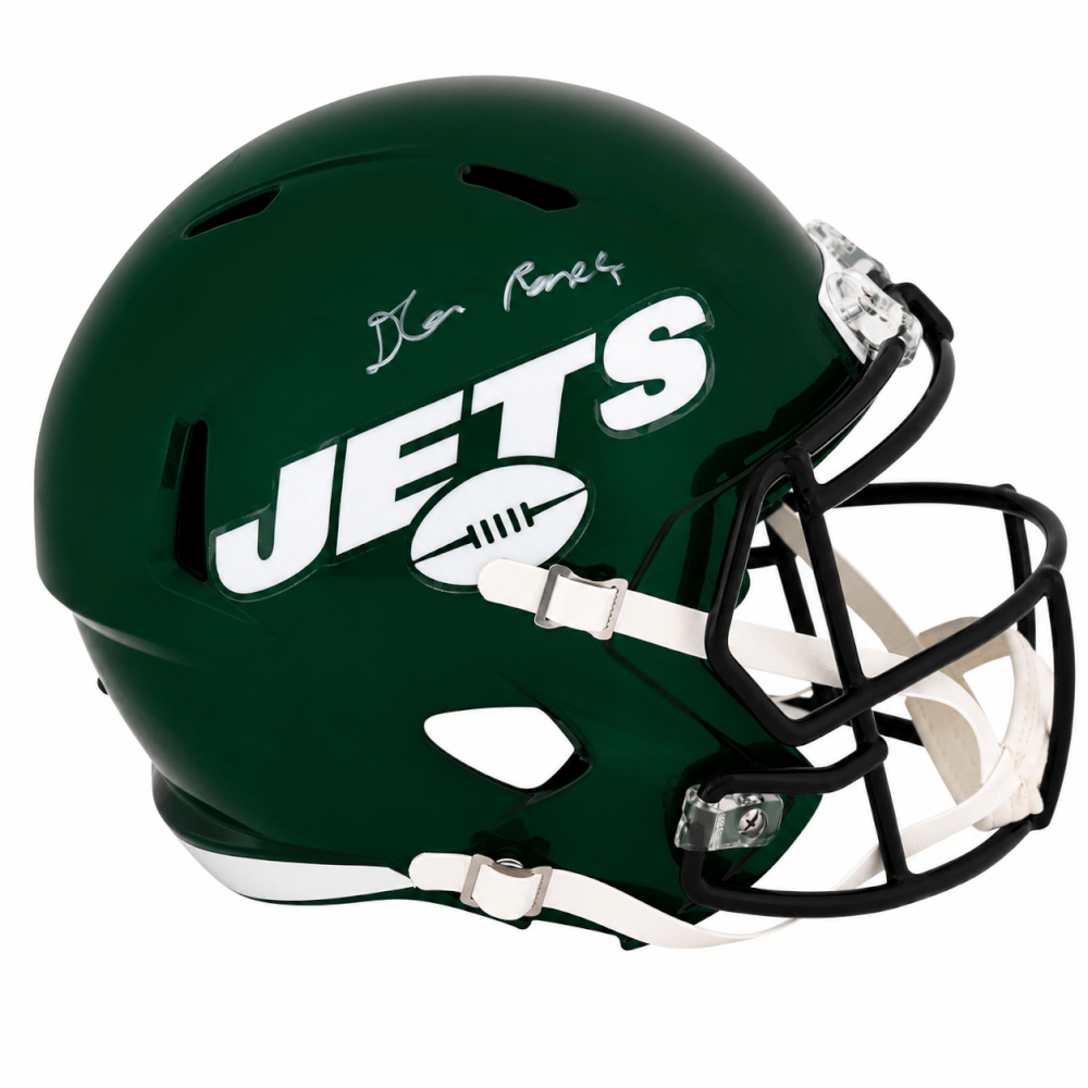 D'Angelo Ponds Autographed New York Jets (2019-2023 Style) Green Riddell Full Size Speed Replica Helmet-Powers Sports Memorabilia
