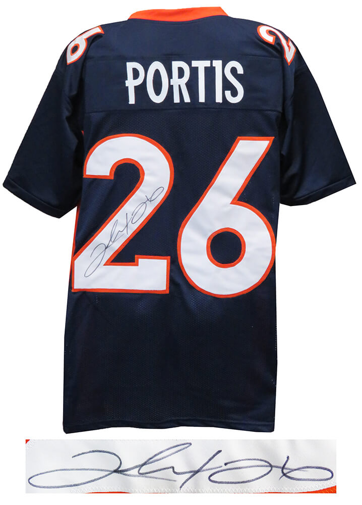 Clinton Portis Autographed Navy Custom Jersey-Powers Sports Memorabilia