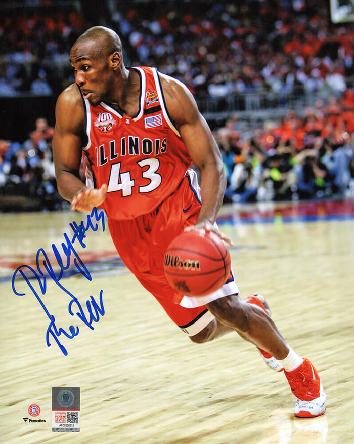 Roger Powell Jr. Autographed Illinois Fighting Illini Orange Jersey Action 8x10 Photo with The Rev-Powers Sports Memorabilia