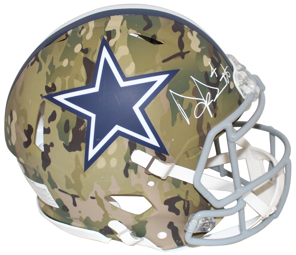 Dak Prescott Signed Dallas Cowboys Authentic Camo Helmet – Beckett Authenticated-Powers Sports Memorabilia