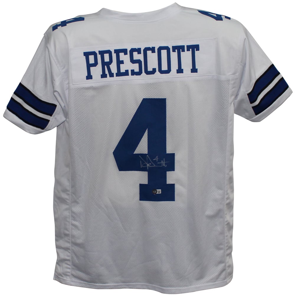 Dak Prescott Signed Pro Style White XL Jersey – Beckett Authenticated-Powers Sports Memorabilia