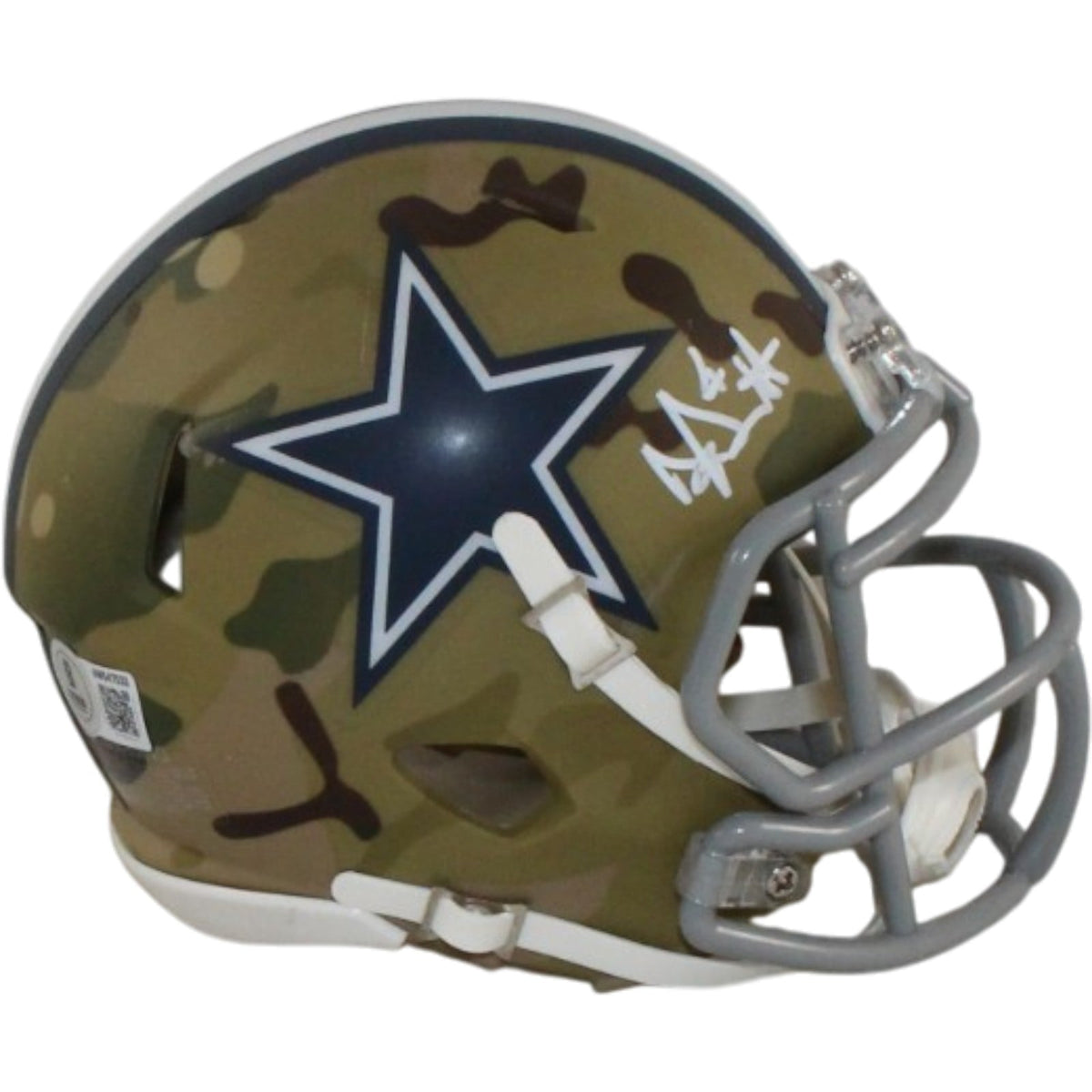 Dak Prescott Signed Dallas Cowboys Camo Mini Helmet – Beckett Authenticated-Powers Sports Memorabilia