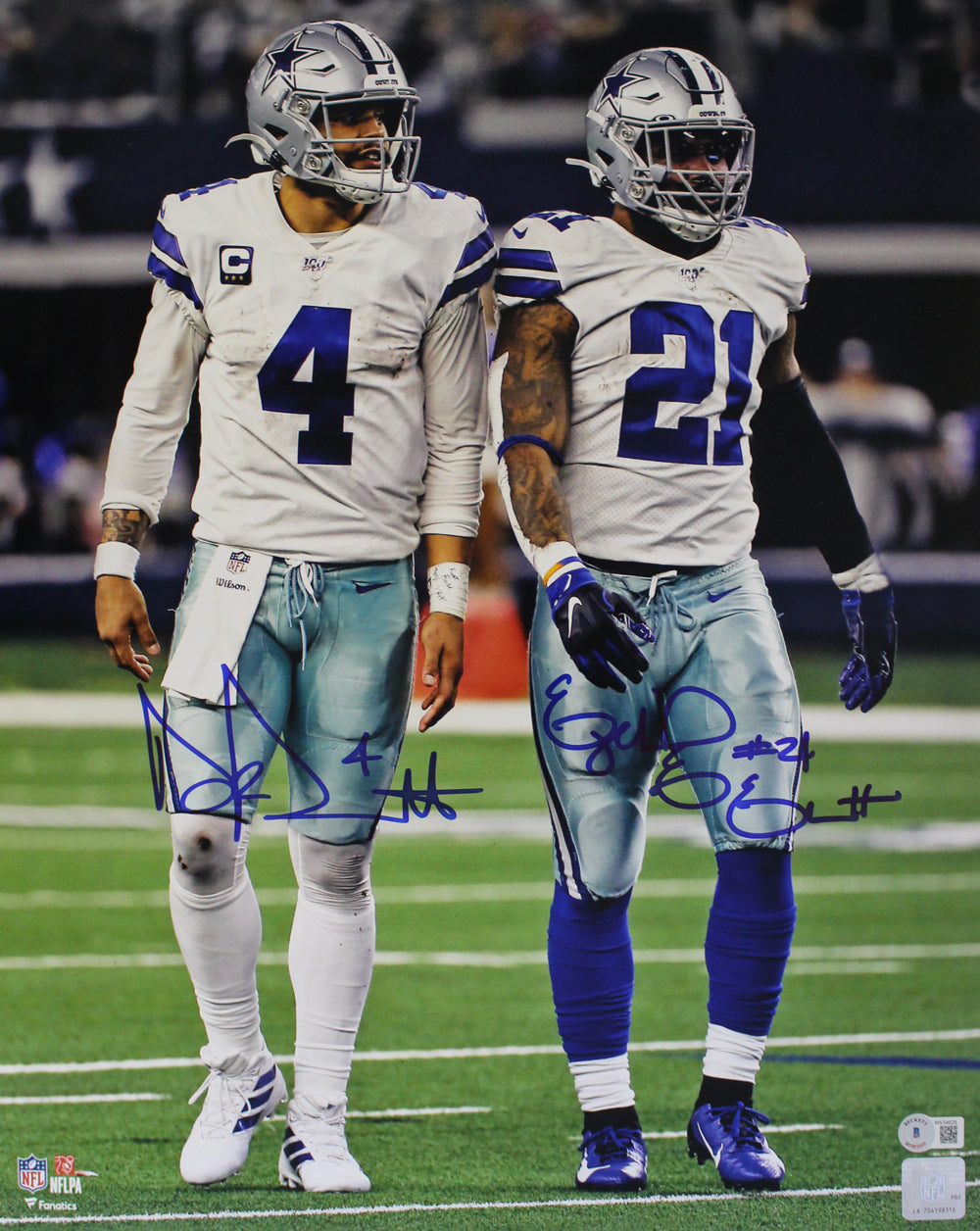 Dak Prescott & Ezekiel Elliott Signed Dallas Cowboys 16x20 Photo – Beckett Authenticated-Powers Sports Memorabilia