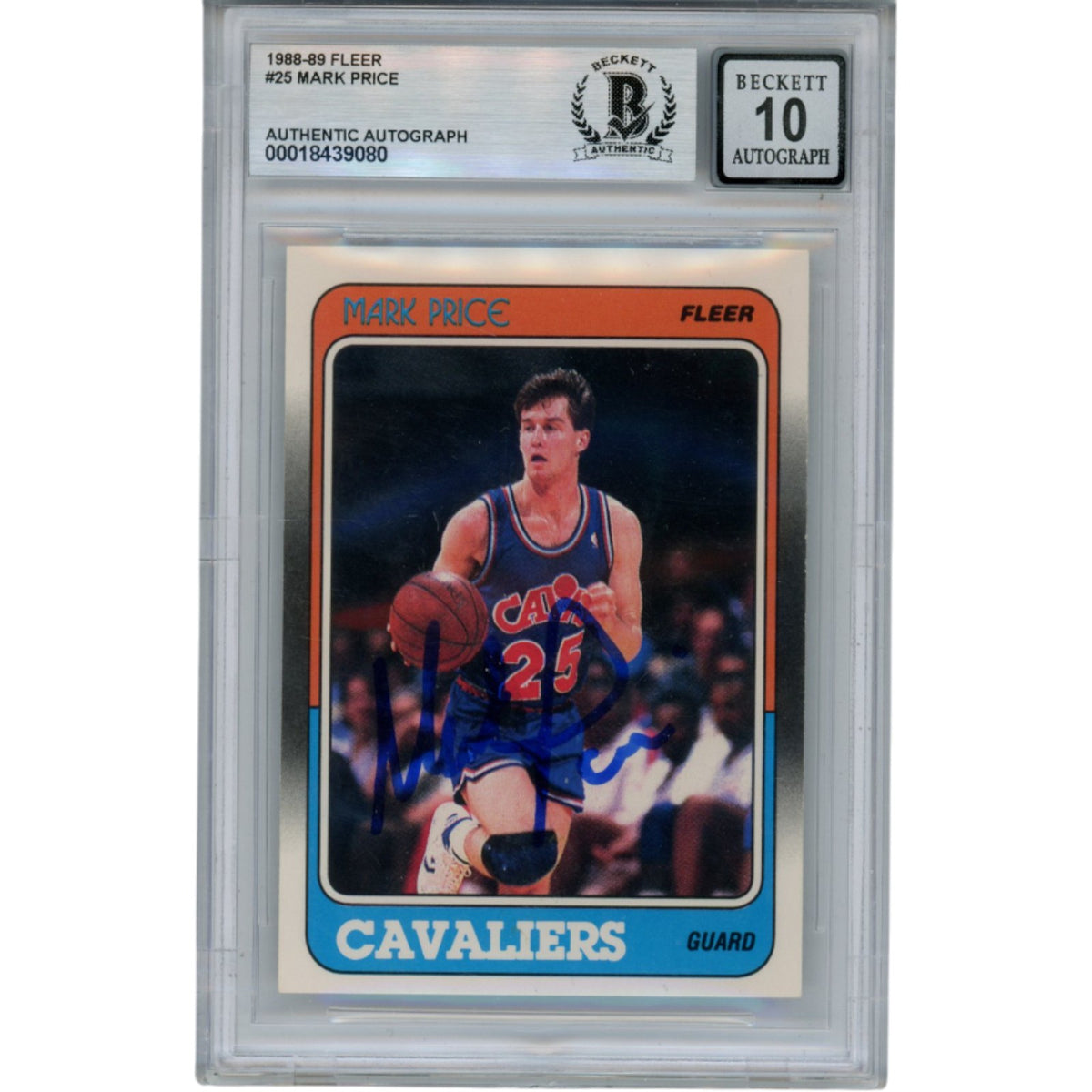 Mark Price 1988 Fleer #25 Rookie Trading Signed Card 10 Slab-Powers Sports Memorabilia