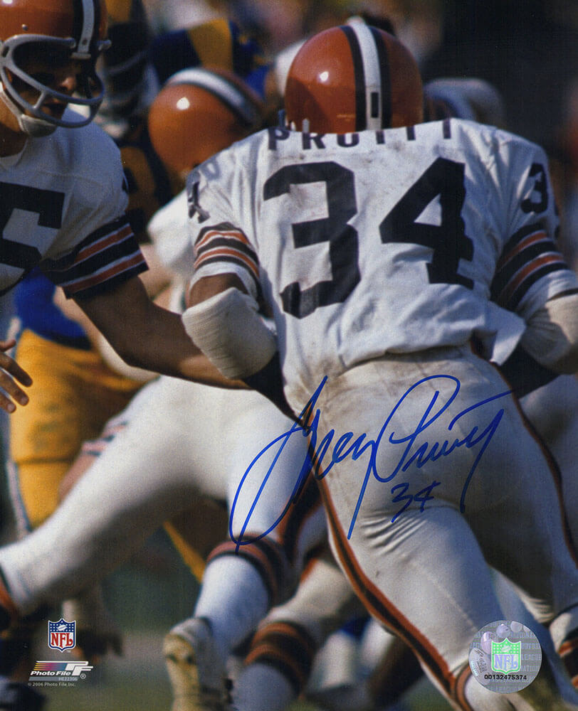 Greg Pruitt Autographed Cleveland Browns White Jersey Action 8x10 Photo-Powers Sports Memorabilia