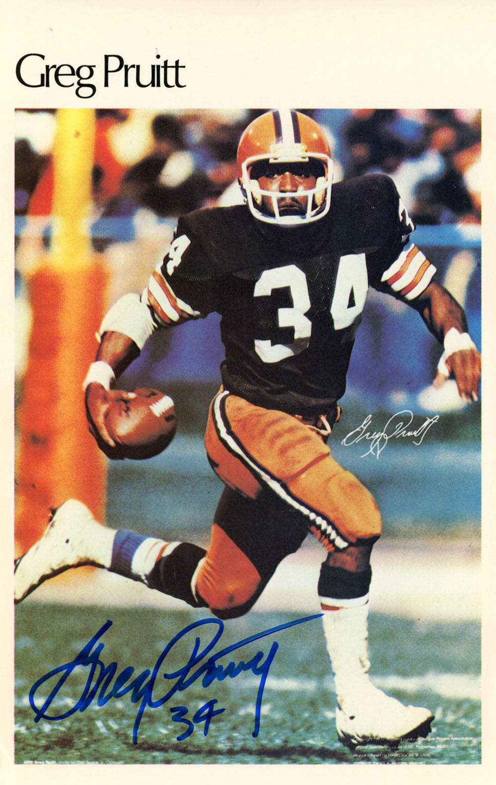 Greg Pruitt Cleveland Browns Signed Poster - Mini Poster 38/50 Beckett-Powers Sports Memorabilia