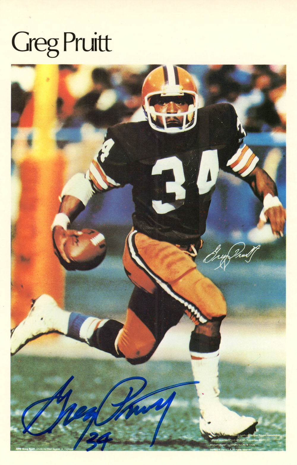 Greg Pruitt Cleveland Browns Signed Poster - Mini Poster 38/50 Beckett - 46176-Powers Sports Memorabilia