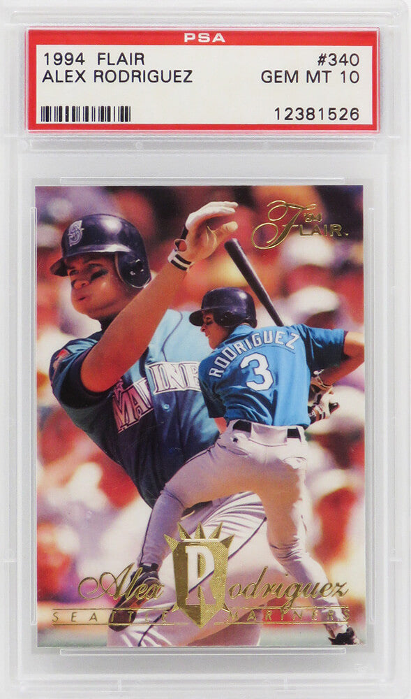 Alex Rodriguez (Seattle Mariners) 1994 Flair Baseball #340 RC Rookie Card - PSA 10 GEM MINT-Powers Sports Memorabilia