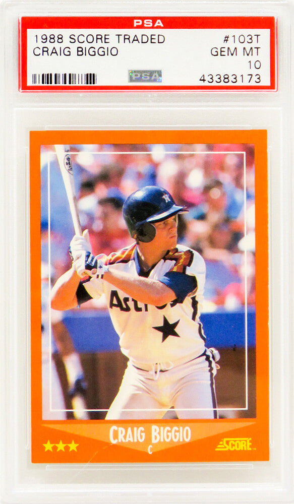 Craig Biggio (Houston Astros) 1988 Score Traded Baseball #103T RC Rookie Card - PSA 10 (Silver Label)-Powers Sports Memorabilia