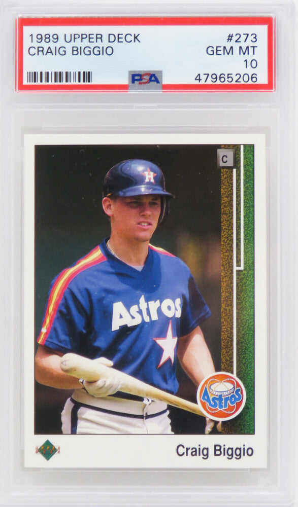 Craig Biggio (Houston Astros) 1989 Upper Deck Baseball #273 RC Rookie Card - PSA 10 GEM MINT-Powers Sports Memorabilia