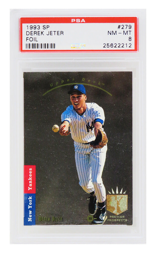 Derek Jeter (New York Yankees) 1993 SP Foil Baseball RC Rookie Card #279 (PSA 8 NM MT) (C.)-Powers Sports Memorabilia
