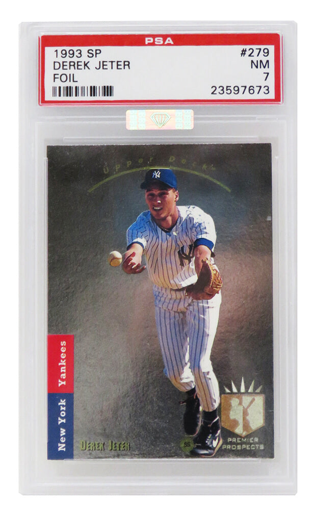 Derek Jeter (New York Yankees) 1993 SP Foil Baseball RC Rookie Card #279 (PSA 7 NM)(MBA Silver Certified) (G)-Powers Sports Memorabilia