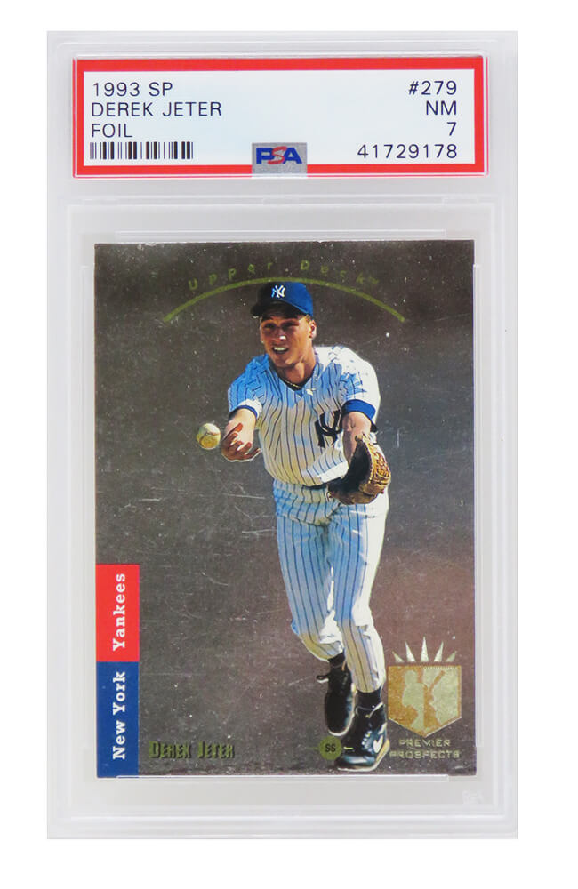Derek Jeter (New York Yankees) 1993 SP Foil Baseball RC Rookie Card #279 (PSA 7 NM) (J)-Powers Sports Memorabilia