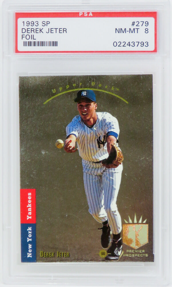 Derek Jeter (New York Yankees) 1993 SP Foil Baseball RC Rookie Card #279 (PSA 8 NM MT) (K)-Powers Sports Memorabilia