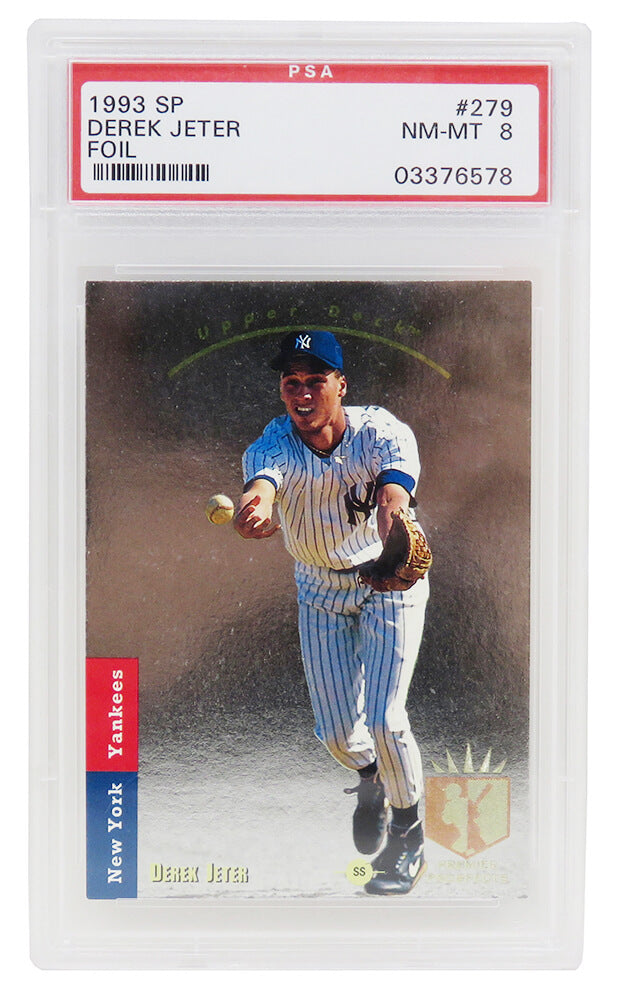 Derek Jeter (New York Yankees) 1993 SP Foil Baseball RC Rookie Card #279 (PSA 8 NM MT) (M)-Powers Sports Memorabilia