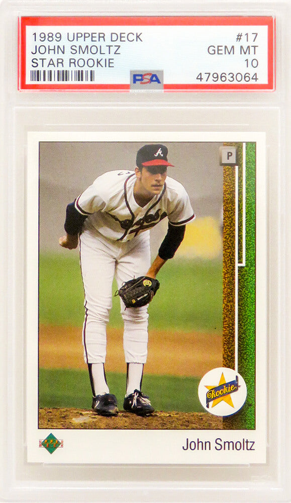 John Smoltz (Atlanta Braves) 1989 Upper Deck Baseball #17 RC Rookie Card - PSA 10 GEM MINT-Powers Sports Memorabilia