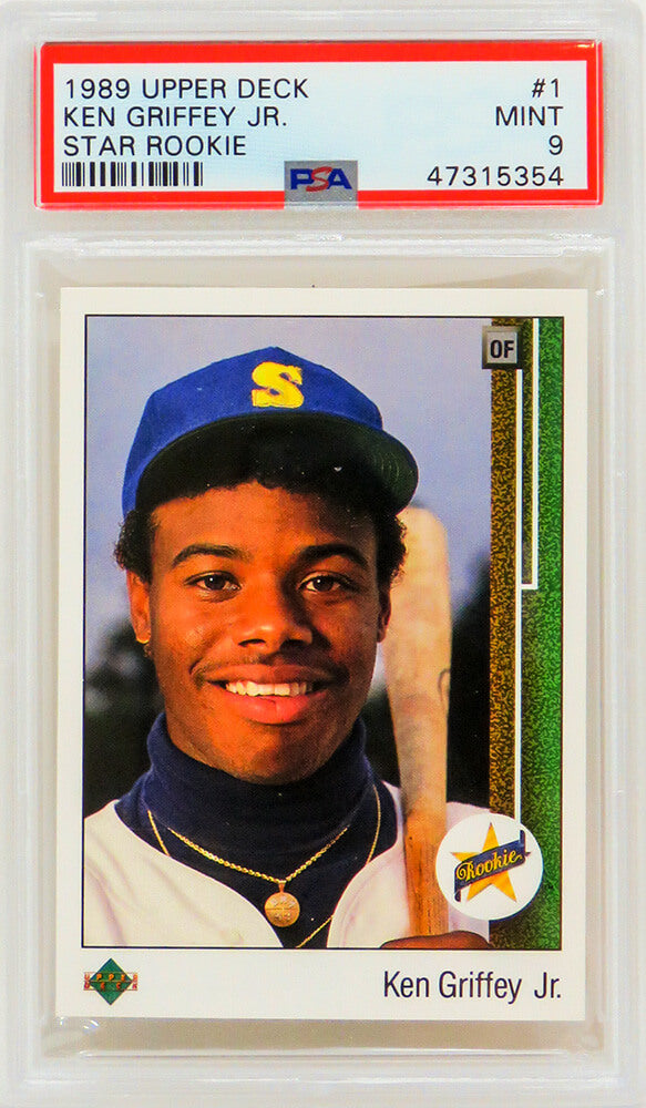 Ken Griffey Jr (Seattle Mariners) 1989 Upper Deck Baseball #1 RC Rookie Card - PSA 9 MINT (New Label)-Powers Sports Memorabilia