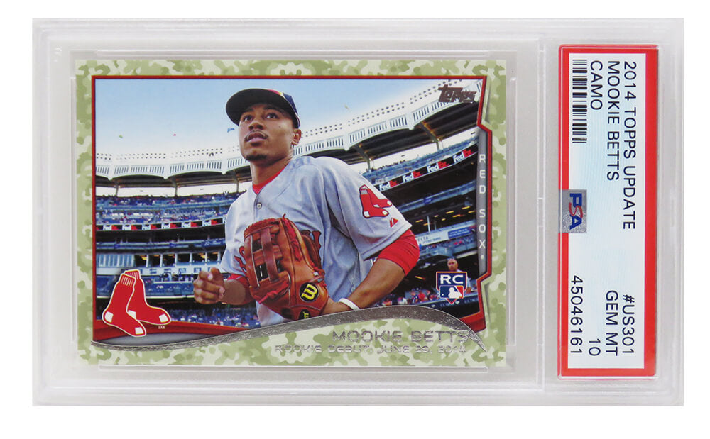 Mookie Betts (Boston Red Sox) 2014 Topps Update RC Rookie Card #US301 CAMO #91/99 PSA 10 GEM MINT (LOW POP!)