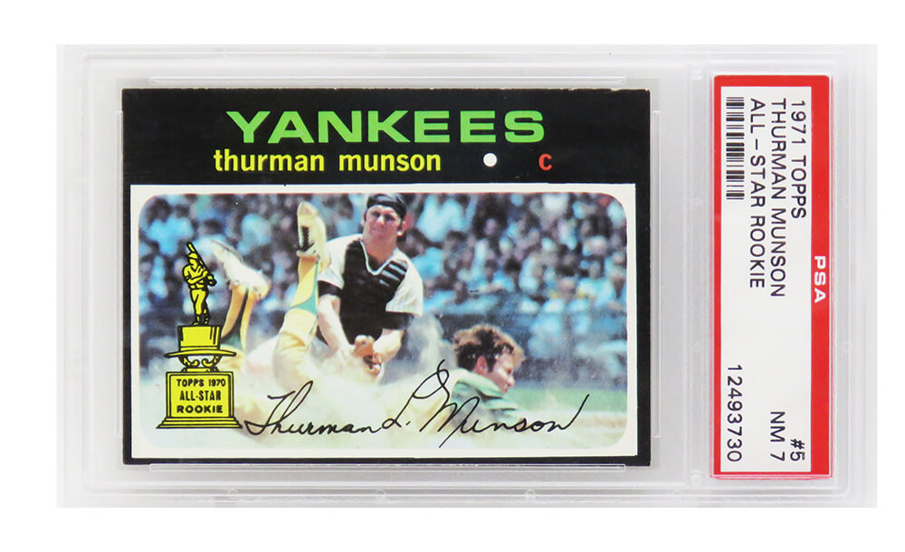 Thurman Munson (New York Yankees) 1971 Topps All-Star Rookie Card #5 (2nd Year Card) PSA 7 NM (D)-Powers Sports Memorabilia