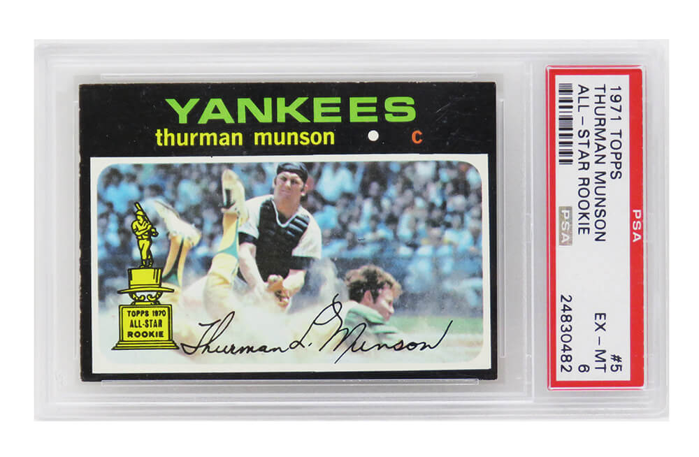 Thurman Munson (New York Yankees) 1971 Topps All-Star Rookie Card #5 (2nd Year Card) PSA 6 EX MT (E)-Powers Sports Memorabilia