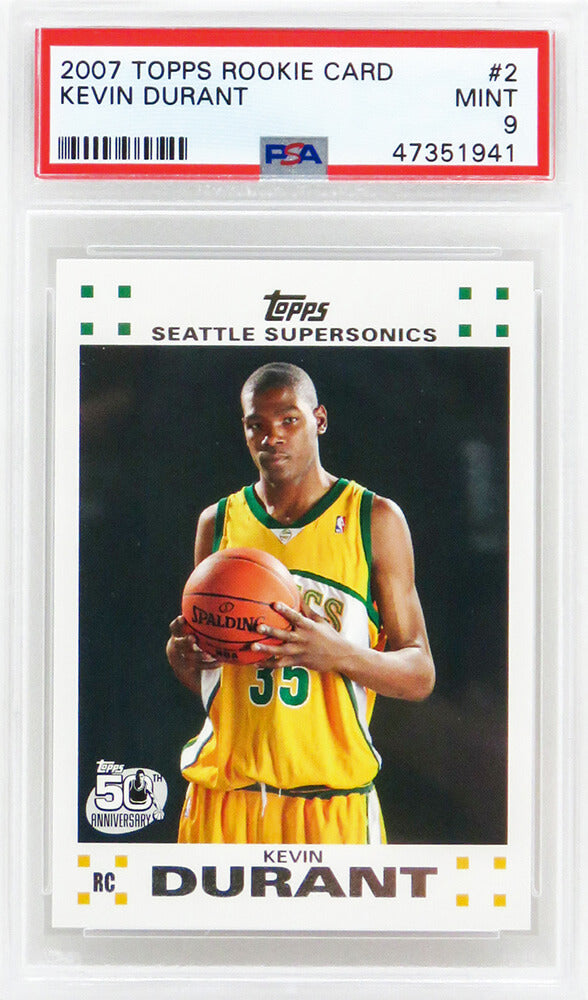 Kevin Durant (Seattle Supersonics) 2007 Topps Basketball #2 RC Rookie Card - PSA 9 MINT-Powers Sports Memorabilia