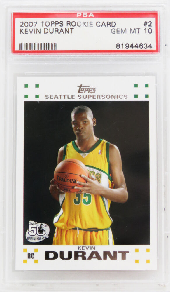 Kevin Durant (Seattle Supersonics) 2007 Topps Basketball #2 RC Rookie Card PSA 10 GEM MINT-Powers Sports Memorabilia