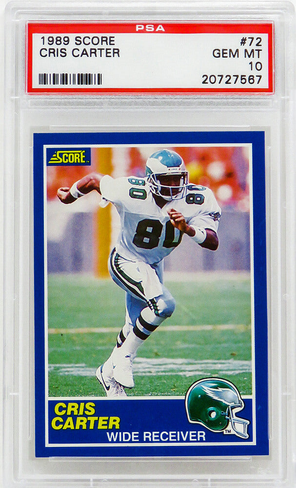 Cris Carter Philadelphia Eagles 1989 Score Football #72 Rookie Card PSA 10-Powers Sports Memorabilia
