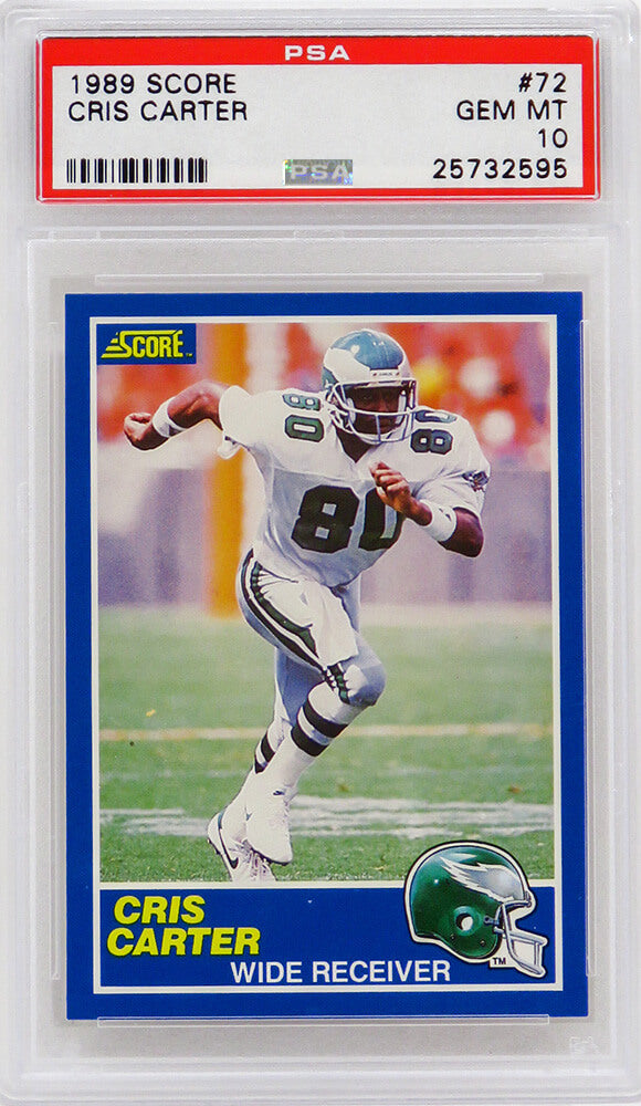 Cris Carter (Philadelphia Eagles) 1989 Score Football #72 RC Rookie Card PSA 10 GEM MINT (Silver Label)-Powers Sports Memorabilia