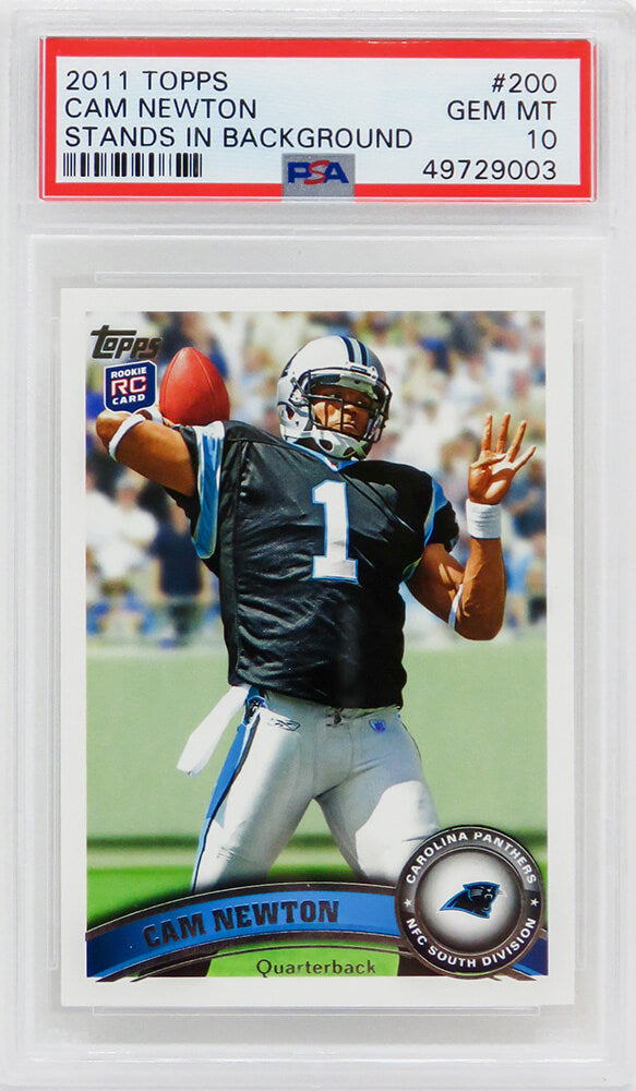 Cam Newton (Carolina Panthers) 2011 Topps Football #200 RC Rookie Card - PSA 10 GEM MINT (New Label)-Powers Sports Memorabilia