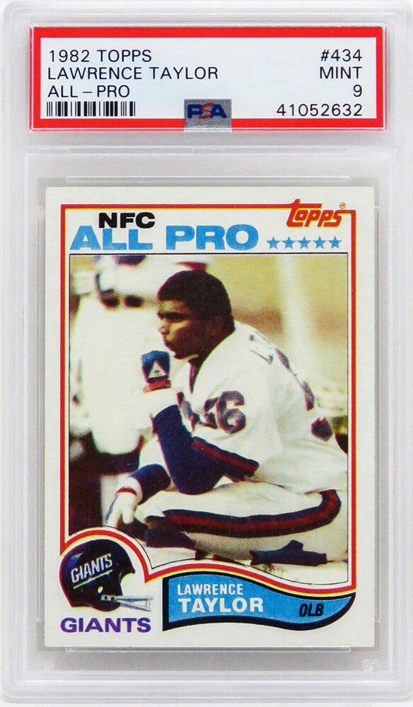 Lawrence Taylor (New York Giants) 1982 Topps Football #434 RC Rookie Card PSA 9 MINT (A)-Powers Sports Memorabilia