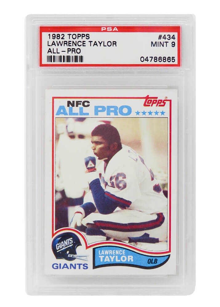 Lawrence Taylor (New York Giants) 1982 Topps Football #434 RC Rookie Card PSA 9 MINT (B)-Powers Sports Memorabilia