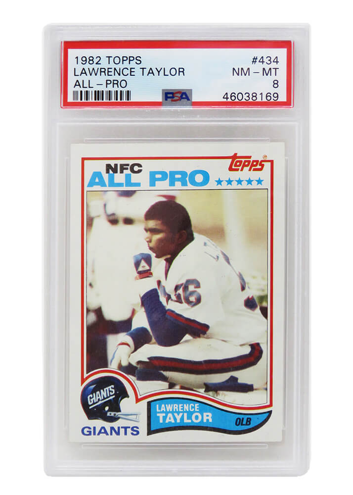 Lawrence Taylor (New York Giants) 1982 Topps Football #434 RC Rookie Card PSA 8 NM MT (D)-Powers Sports Memorabilia