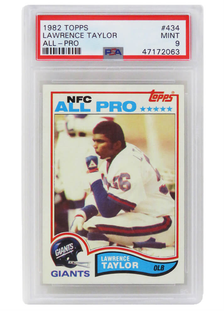 Lawrence Taylor (New York Giants) 1982 Topps Football #434 RC Rookie Card PSA 9 MINT (D)-Powers Sports Memorabilia