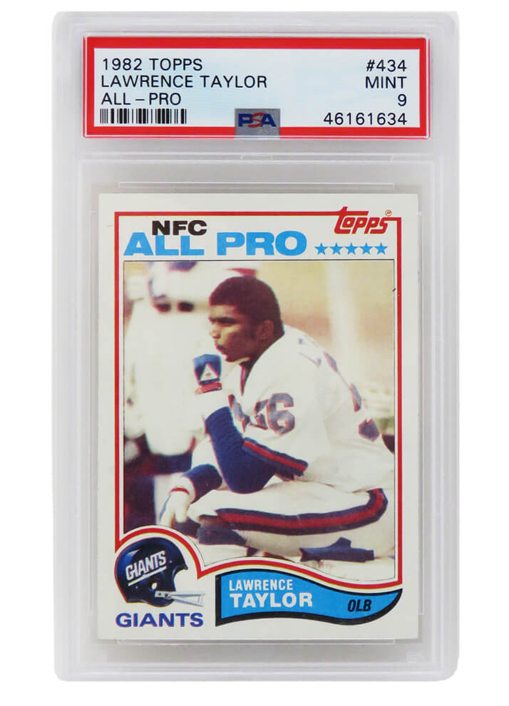 Lawrence Taylor (New York Giants) 1982 Topps Football #434 RC Rookie Card PSA 9 MINT (E)-Powers Sports Memorabilia