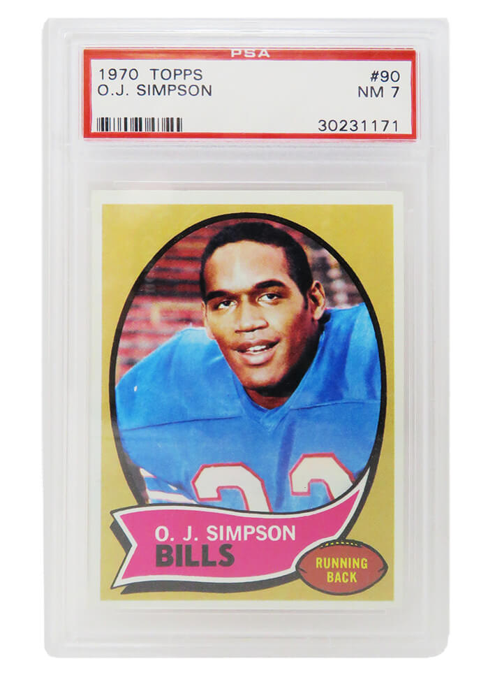 O.J. Simpson (Buffalo Bills) 1970 Topps Football #90 RC Rookie Card PSA 7 NM (T1)-Powers Sports Memorabilia