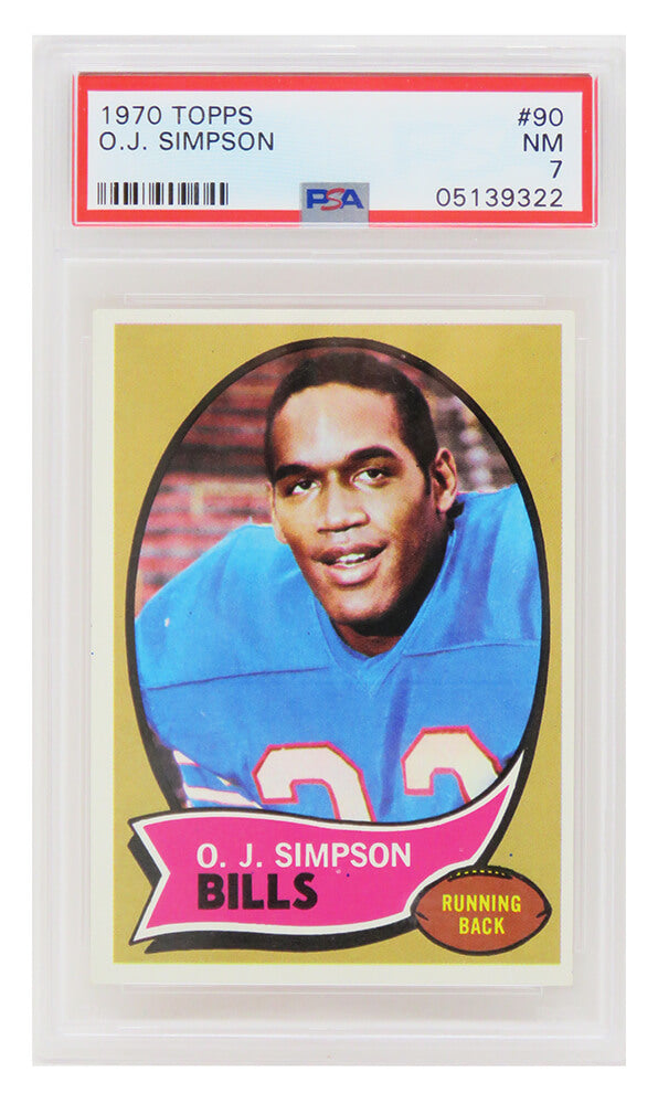 O.J. Simpson (Buffalo Bills) 1970 Topps Football RC Rookie Card #90 PSA 7 NM (T3)-Powers Sports Memorabilia