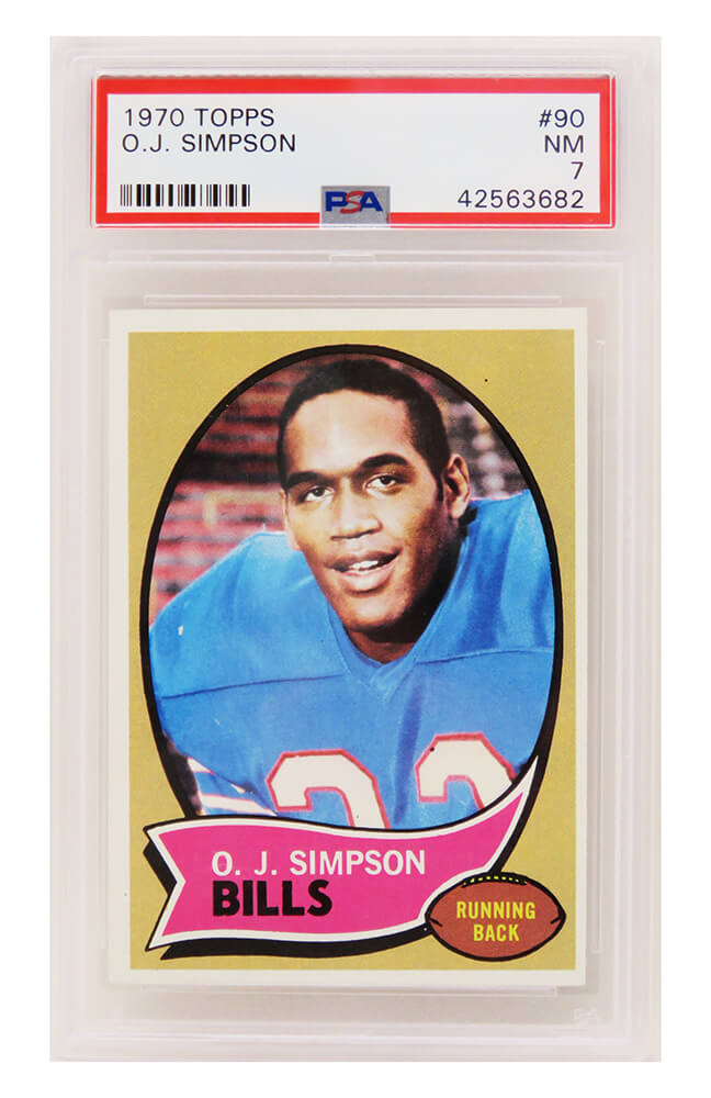 O.J. Simpson (Buffalo Bills) 1970 Topps Football RC Rookie Card #90 PSA 7 NM (T5)-Powers Sports Memorabilia